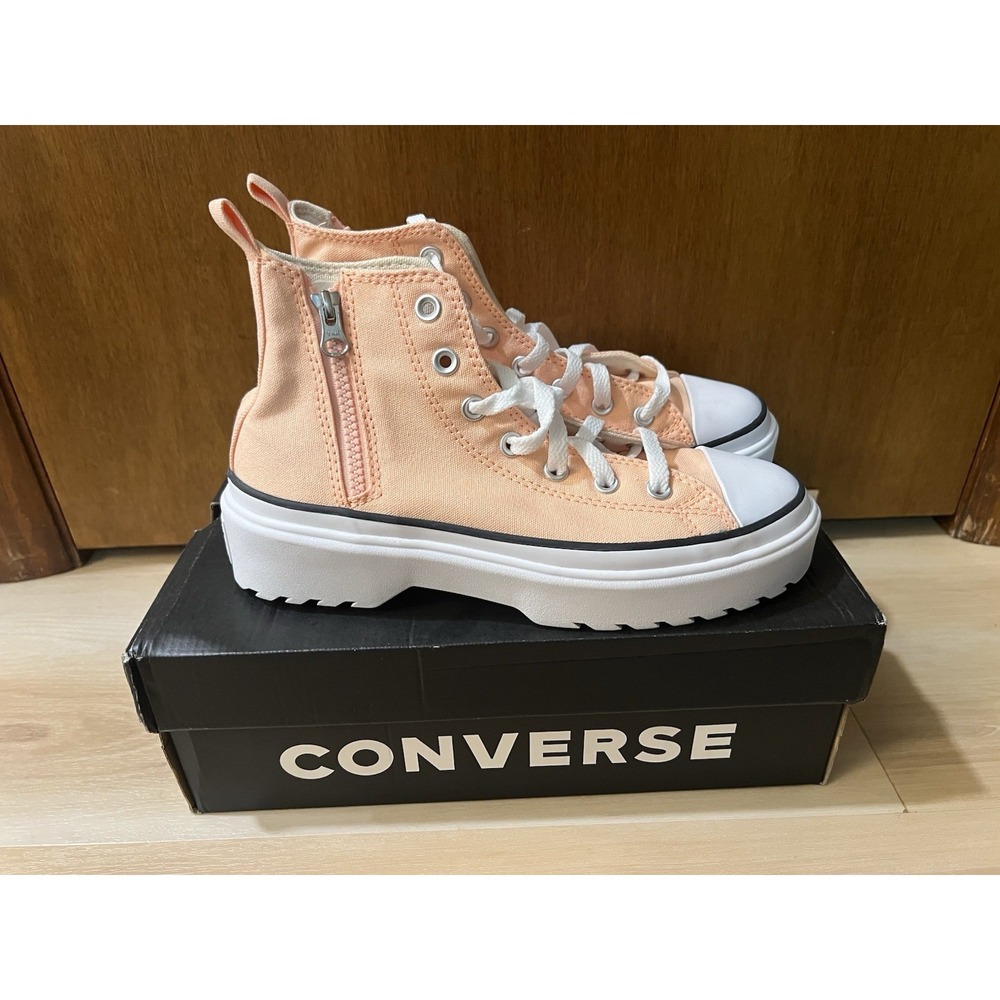 Converse Chuck Taylor All Star Lift Platform High Peach‎ Beam Canvas Sz 6 Youth